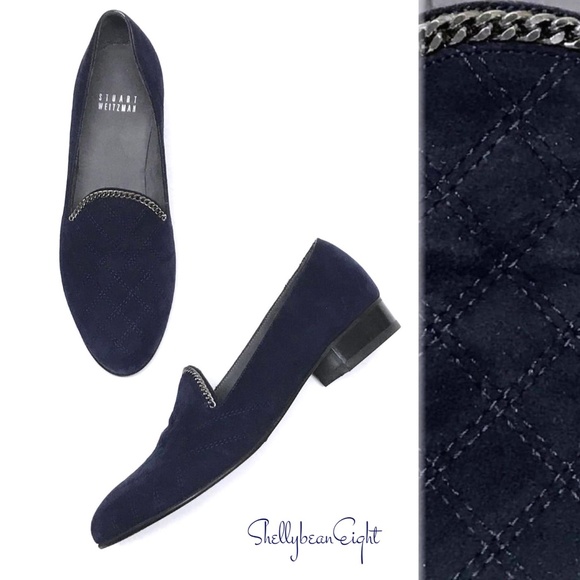 ❌❌SOLD❌❌ STUART WEITZMAN Quilted BLUE Loafer 5.5 - Picture 2 of 8